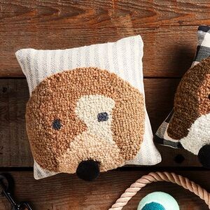 NEW Mud Pie Mini Hooked Dog Decorative Throw Pillow 8" x 8" Golden Doodle